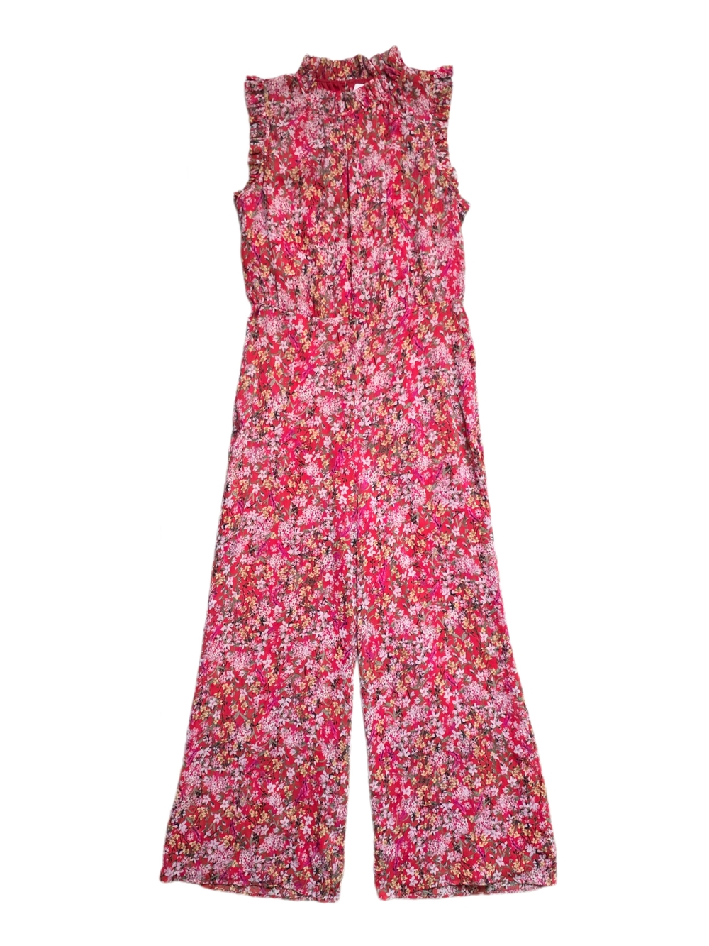 Ali & Jay Anthropologie It’s Your Girl Red Floral Jumpsuit Troubadour Ruffle